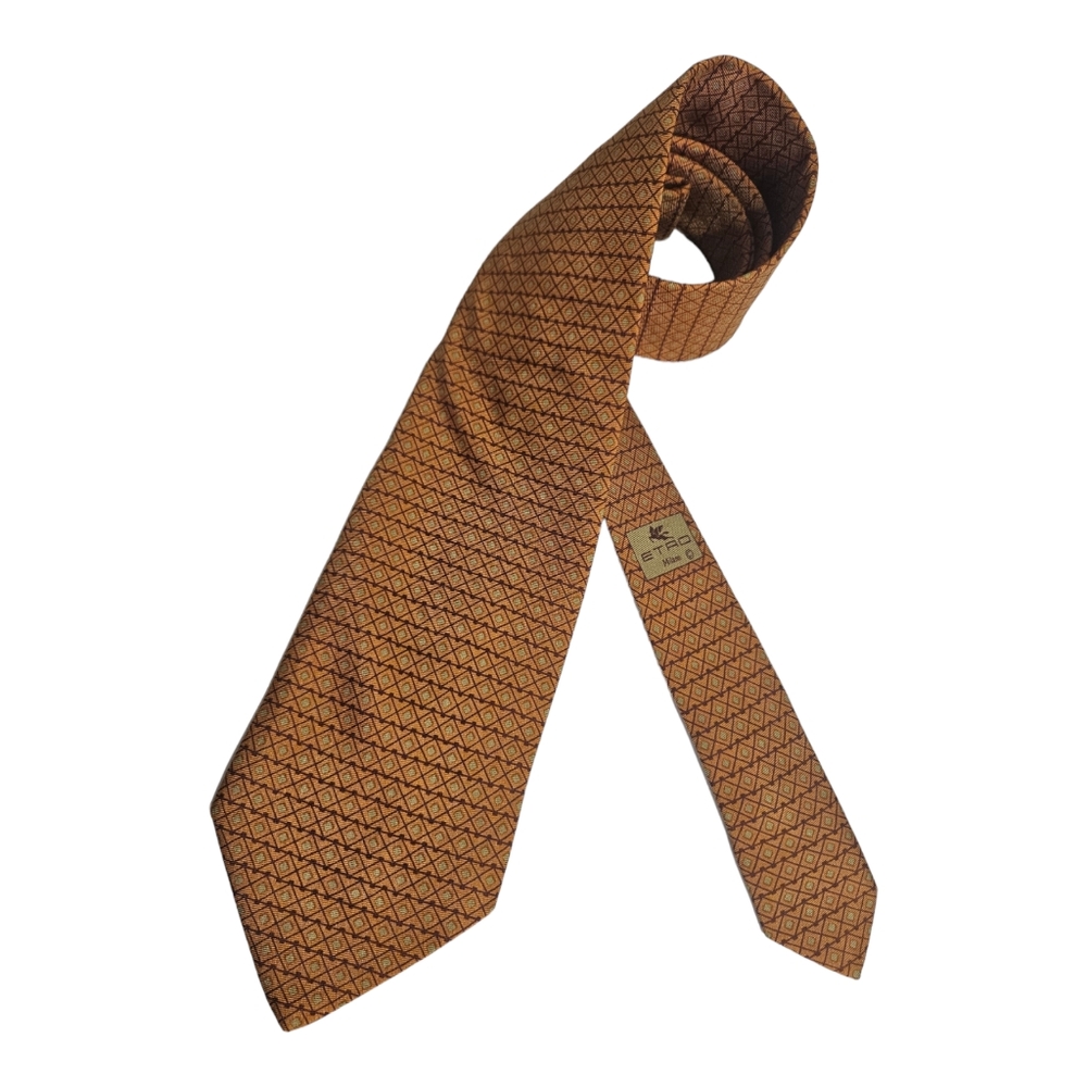 ETRO Brown Geometric Silk LUXURY Tie ITALY